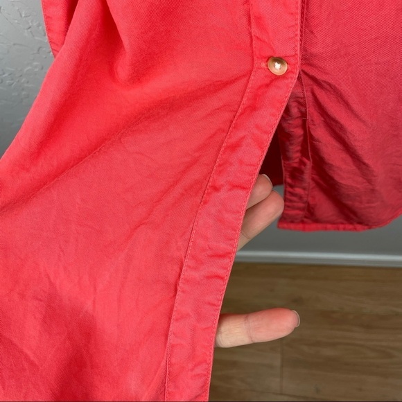 Zara Basic Button Front Shirt Dress With Frill Sleeves and Belt in Coral X-Small - Picture 5 of 7